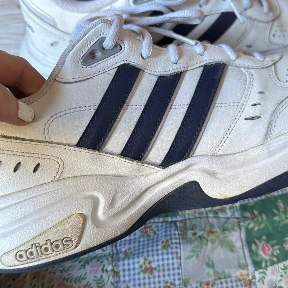 Adidas Men's White Sneakers with Navy Stripes